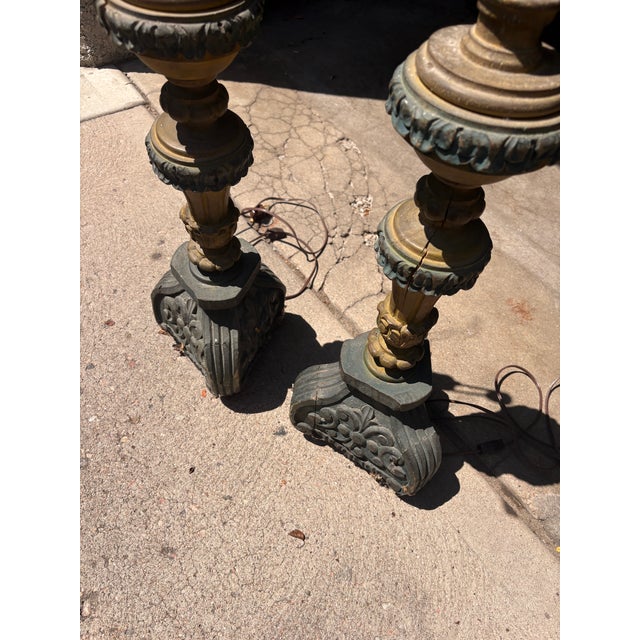 Antique Asian Wooden Table Lamps - a Pair For Sale In Denver - Image 6 of 6