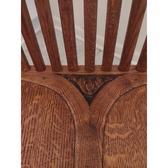 Early 20th Century Quartersawn Oak 2 Seater Bench For Sale In New York - Image 6 of 7