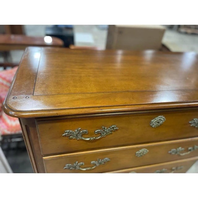 Wood French Louis Style Highboy Dresser by Baker Furniture For Sale - Image 7 of 10