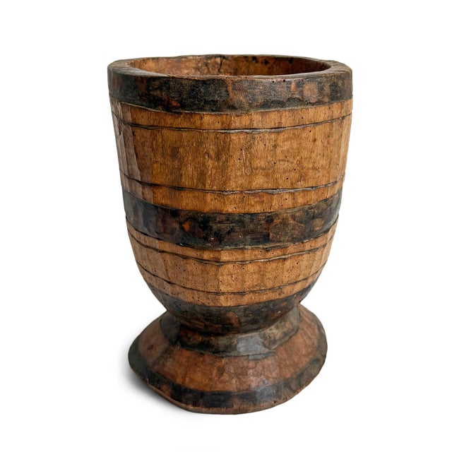 Old Antique Wood Pot Nepal For Sale - Image 4 of 5