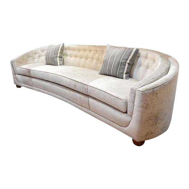 Large Italian Slight Curve Sofa Newly Upholstery, 1950s For Sale