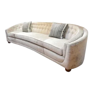 Large Italian Slight Curve Sofa Newly Upholstery, 1950s
