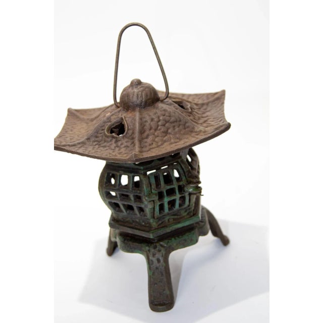 Metal Japanese Iron Pagoda Garden Candle Lantern 1940's For Sale - Image 7 of 13