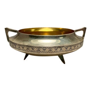 Rare Vintage 1960s Ussr Armenian 875 Silver Gilt Bowl Two Handles 168g For Sale
