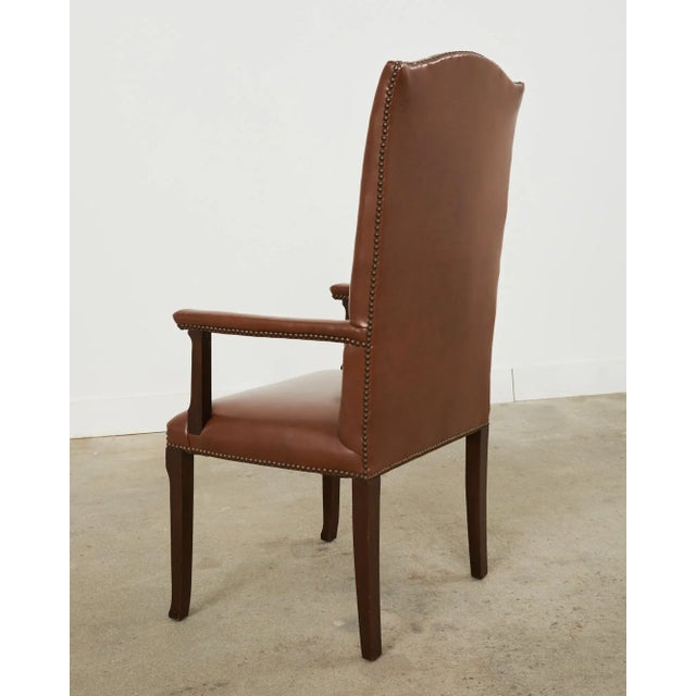 English Georgian Style Faux Leather Naugahyde Hall Chair For Sale - Image 11 of 13