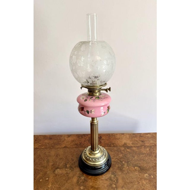 Metal Antique Victorian Brass Oil Lamp, 1890s For Sale - Image 7 of 8