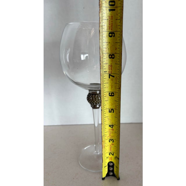 Late 20th Century Hollywood Regency Jeweled Stem Wine Goblets - a Pair For Sale In Indianapolis - Image 6 of 7