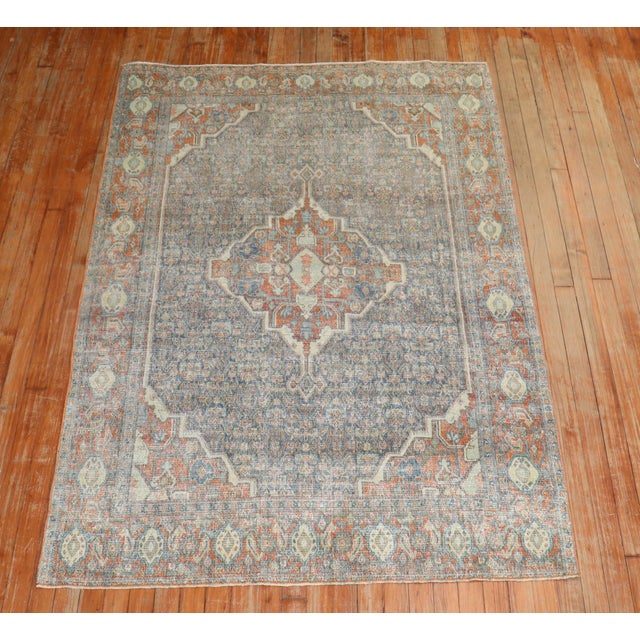 Textile Antique Zabihi Collection Persian Senneh Accent Size Rug - 4'3" x 6'2" For Sale - Image 7 of 8