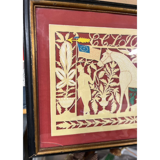 1940s Vintage Allen Saalburg Paper Cut Eclipse Horse Print, Framed For Sale - Image 4 of 6