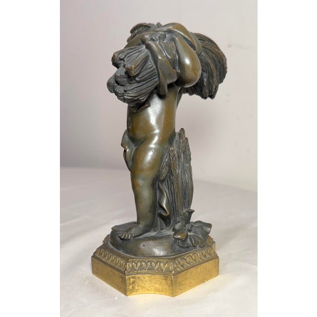 19th Century Antique 1800s Claude Michel Clodion Putti Cherub Bronze Statue Realism Sculpture For Sale - Image 5 of 13