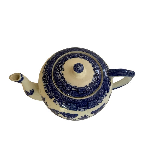 1920s Antique Allertons LTD Blue Willow Teapot With Lid - Made in Staffordshire England C. 1929-1942 For Sale - Image 5 of 5
