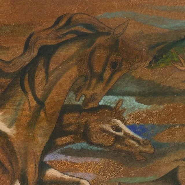 'Mare and Foal' by Leon D'Usseau, Equestrian Modernist Oil, Chouinard, Los Angeles County Museum of Art, Metropolitan Museum For Sale - Image 4 of 12