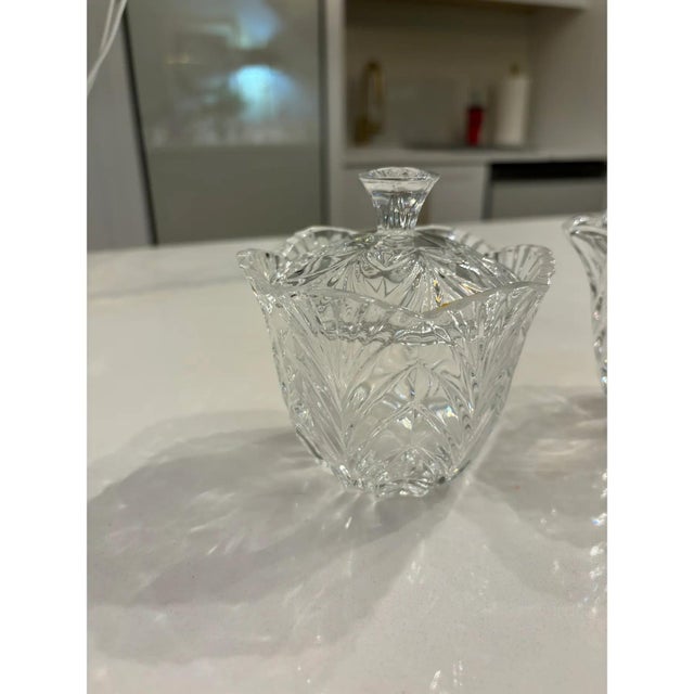 Vintage Crystal Sugar & Creamer Set For Sale - Image 11 of 12