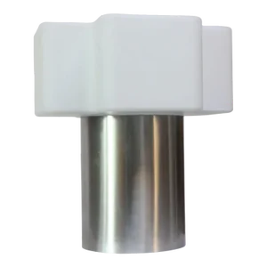 Large Mid-Century Brushed Aluminum and Cased Glass "Cruciform" Table Lamp
