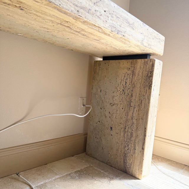 Tan Vintage Italian Travertine Console Table For Sale - Image 8 of 11