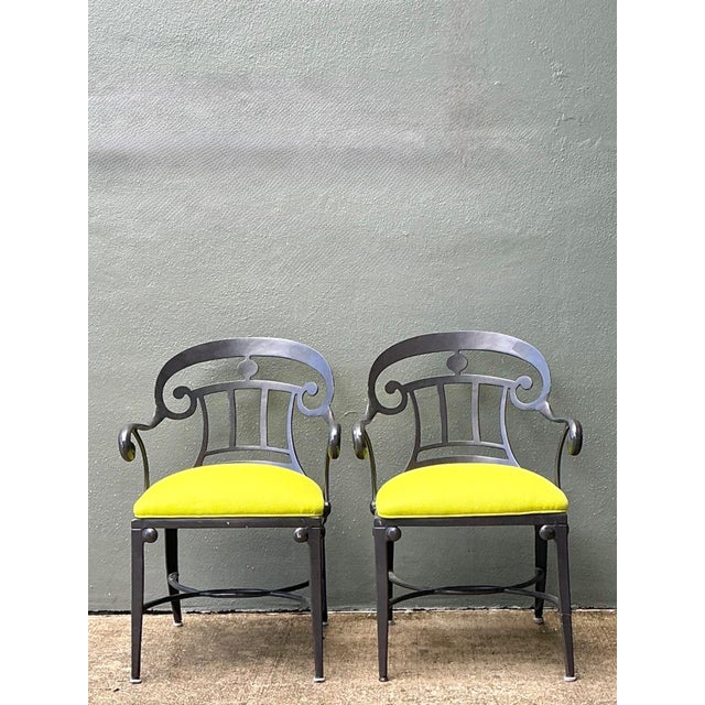 After Veneman Aluminum Armchairs in Ralph Lauren “Salt Marsh” - Pair For Sale - Image 17 of 18