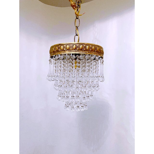 Metal Vintage 1950s Italian Brass Upside Down Layered Cake Chandelier For Sale - Image 7 of 7