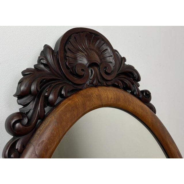 Antique French Walnut Ornate Wall Mirror For Sale - Image 3 of 10