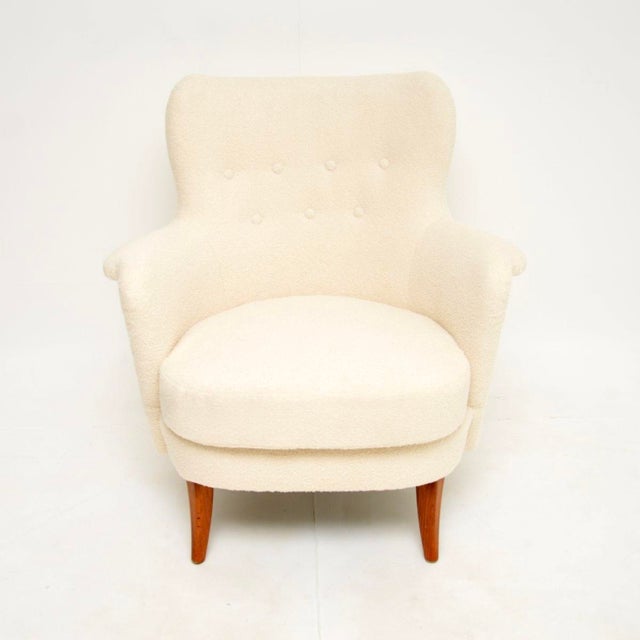 Brown Vintage Swedish Lounge Chair attributed to Carl Malmsten for O.H. Sjögren, 1950s For Sale - Image 8 of 10