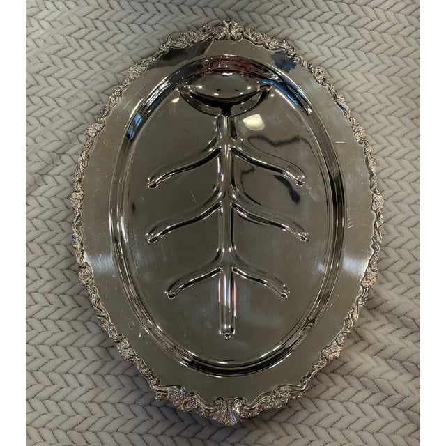 Silver Vintage Ornate Silverplate Footed Tree & Well Carving Platter For Sale - Image 8 of 16