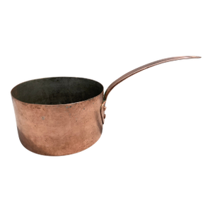 Antique Polished Hand Wrought Copper and Iron Saucepan