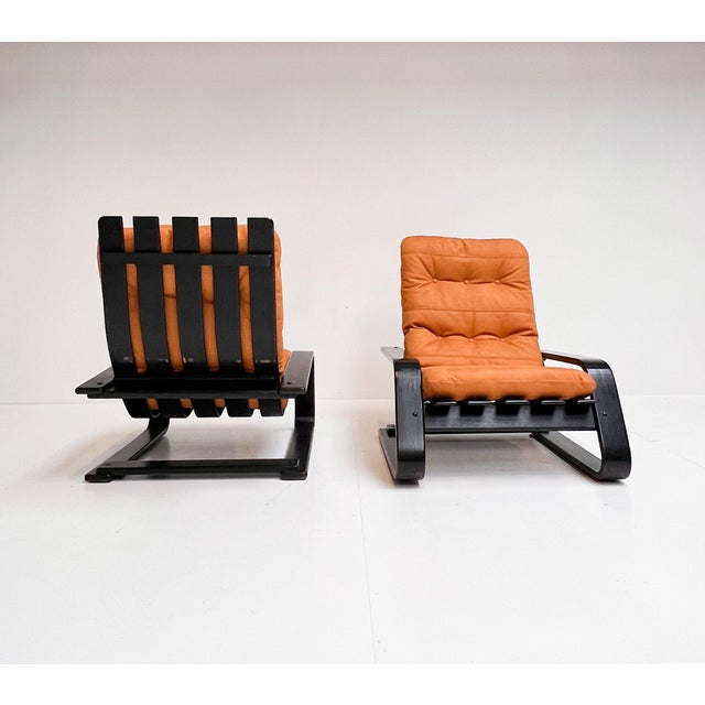 Reupholstered Cognac Coloured Lounge Chair, 1960s For Sale - Image 10 of 18