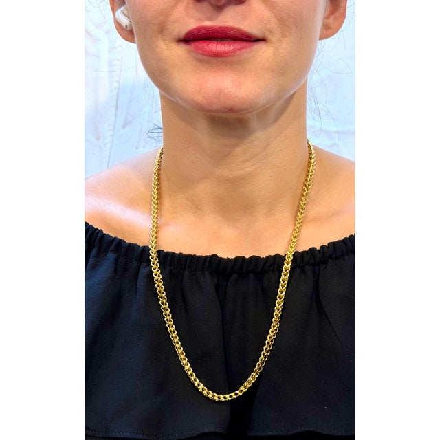 Vintage 14K Solid Yellow Gold Curb Link Chain, 25.7 Gm , 23" Long Made in Turkey For Sale - Image 10 of 18