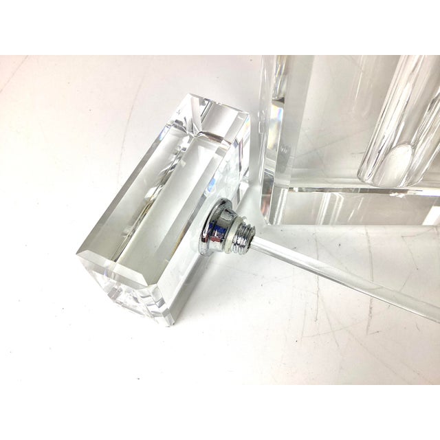 1990s Rectangular Art Deco Hand Cut Crystal Perfume Bottle. Like New With Box. For Sale - Image 5 of 6