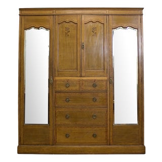 Antique Edwardian Walnut Wardrobe, 1910s For Sale
