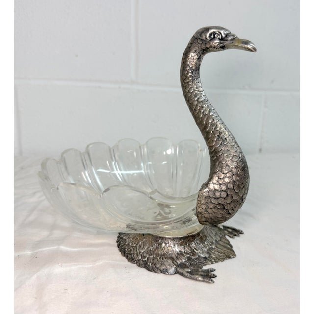 Figurative Antique 1800's Georg Roth & Co. Hanau German Sterling Silver Cut Glass Swan Bowl For Sale - Image 3 of 16