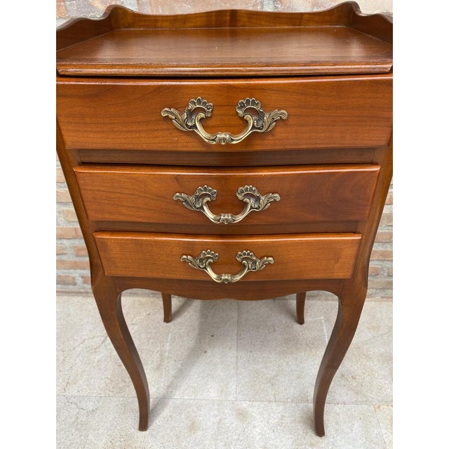 Wood French Cherry You and Me Nightstands with Drawers and Open Shelf, 1960s, Set of 2 For Sale - Image 7 of 17