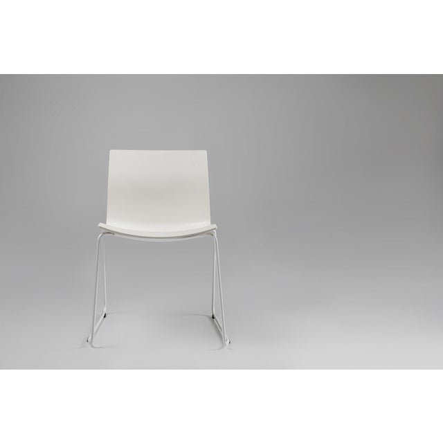 Mid-Century White Chair with Metal Frame and Plastic Seat, Belgium For Sale - Image 11 of 12