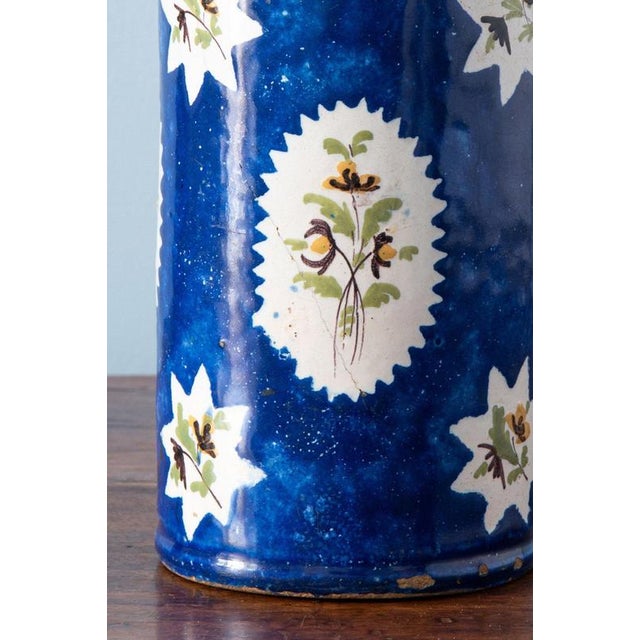 Blue Antique Blue Floral Pewter-Mounted Beer Stein from Brussels Faience, 1800s For Sale - Image 8 of 12
