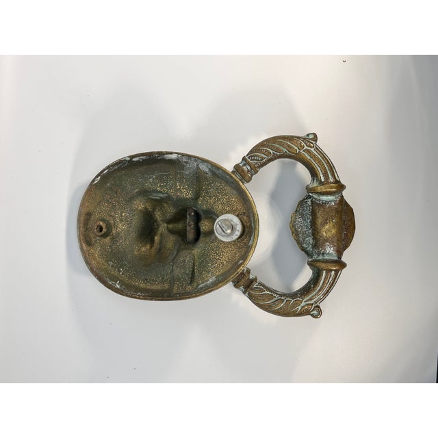 Early 20th Century Large Antique Brass Lion's Head Door Knocker For Sale - Image 5 of 6