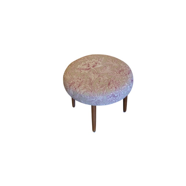 Wood Round Stool in Chrysanthemum Toile from Morris & Co, 1960s For Sale - Image 7 of 13