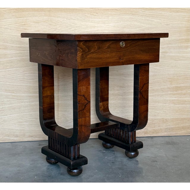 Mid 20th Century Art Deco Sewing Stand Work or Side table Table with Black Ebonized details For Sale - Image 4 of 18