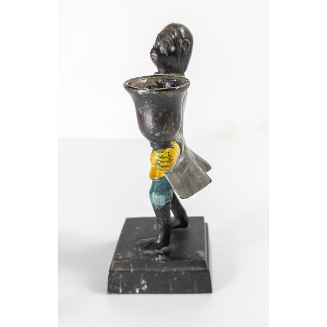 Metal 20th Century Decorative Bronze Painted Monkey Butler Candle Stick Holder For Sale - Image 7 of 14