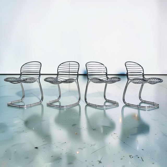 Italian Mid-Century Italian Sabrina Chrome Chairs by Gastone Rinaldi for Rima, 1970s - Set of 4 For Sale - Image 3 of 14
