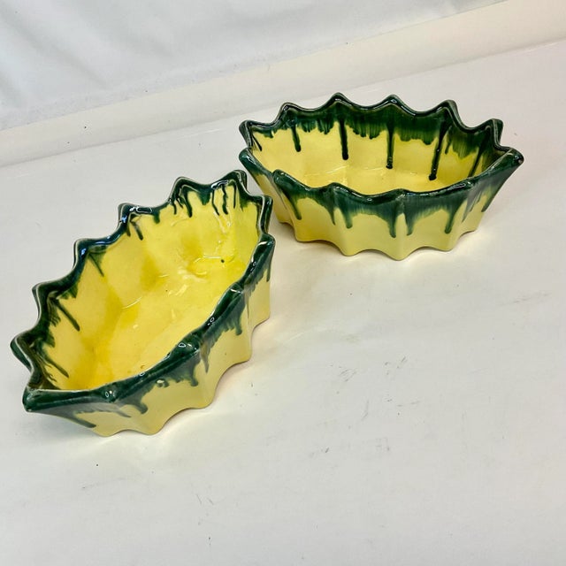 1940s Vintage Boho Chic Americana Drip Glazed Oval Planters by McCoy - A Pair For Sale - Image 9 of 12
