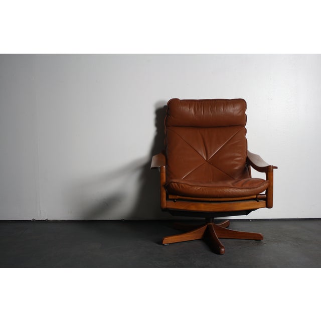 Vintage Norwegian Leather Reclining Chair For Sale - Image 7 of 8