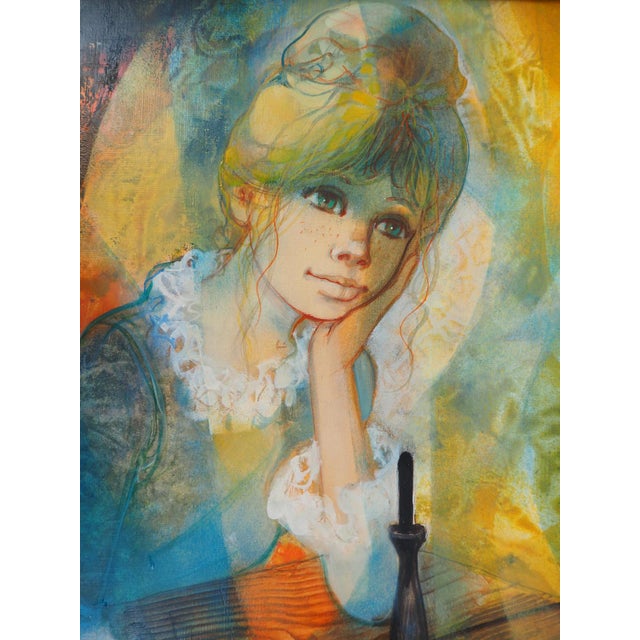 Jean-Baptiste Valadie, Meditation, The Young Girl with the Cup and Ball, 1975, Oil on Canvas For Sale - Image 6 of 11