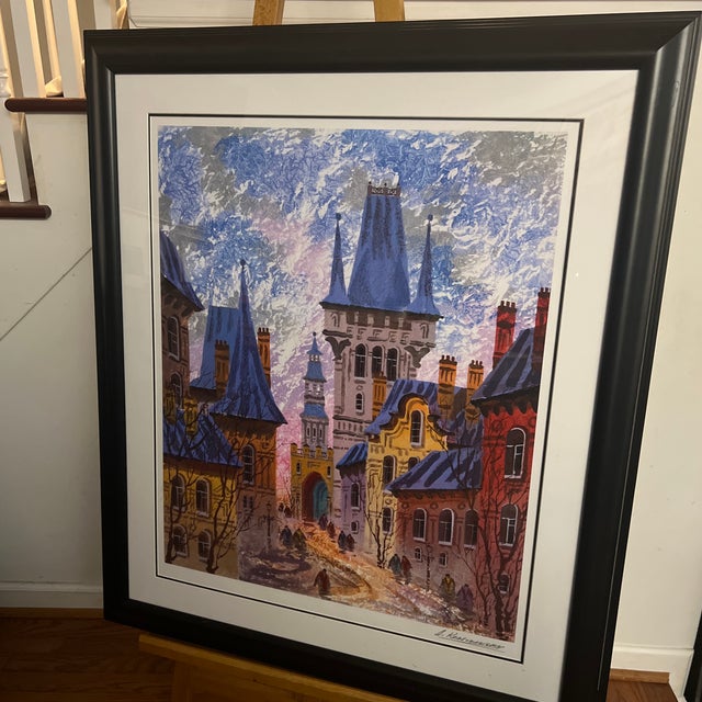 Seriagraph by Anatole Krasnyansky (American/Ukrainian B. 1930), Signed Framed Titled Old Prague For Sale - Image 9 of 12