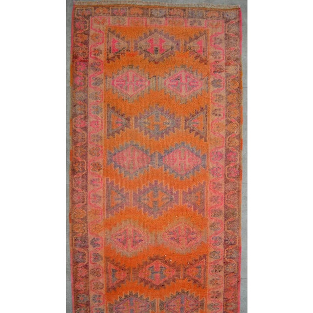 1960s Low pile Kurdish Herki Tribal Runner Rug Hallway 2′10″ x 12′ For Sale - Image 5 of 10