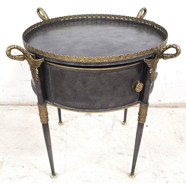 Vintage Trouvailles French Empire Metal Drum Tray Table Chairish