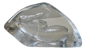 Vintage Swedish Crystal Rattle Snake Paperweight from Mats Jonasson, 1980s