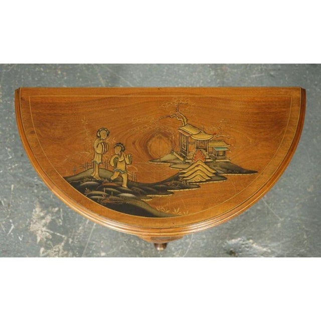 Vintage oriental half moon demi lune table. A stunning half-moon table to put in your hallway. A true statement piece of...