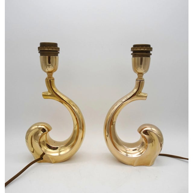 Brass Table Lamps attributed to Pierre Cardin, 1970s, Set of 2 For Sale - Image 6 of 18