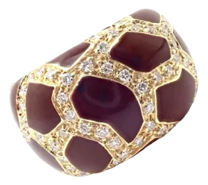 Roberto Coin Giraffe Yellow Gold Enamel & Diamond Ring