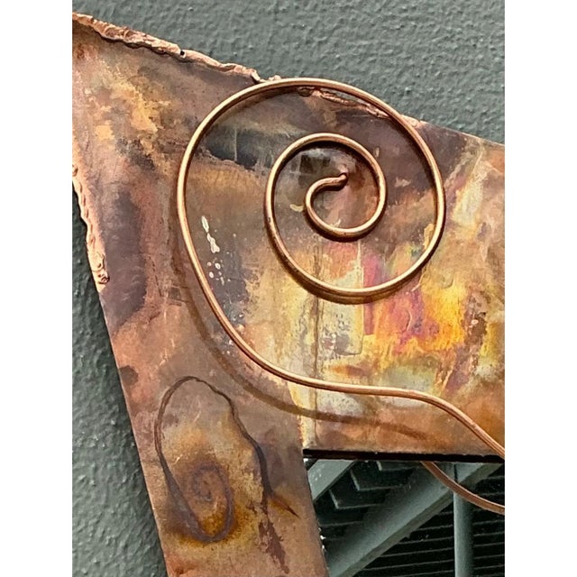Vintage Post Modern Copper Triangle Wall Mirror For Sale In West Palm - Image 6 of 12