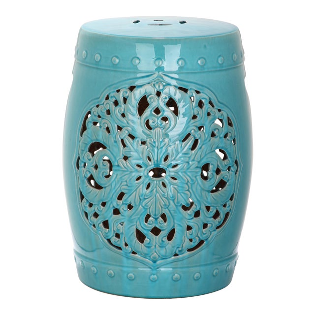 Jasmine Garden Stool in Blue For Sale
